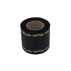 Koszorúszalag szatén mintás 10cm széles fekete Koszorúszalag szatén mintás 10cm széles fekete
