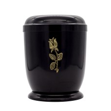 Urna fém fekete talpas rózsa fémrátéttel Urna fém fekete talpas rózsa fémrátéttel