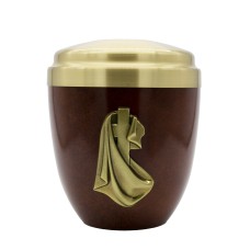 Urna fém fa hatású gyászfátyol rátéttel Urna fém fa hatású gyászfátyol rátéttel