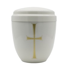 Urna fém fehér kereszt mintával