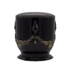 Urna kerámia aranyozott koszorús fekete