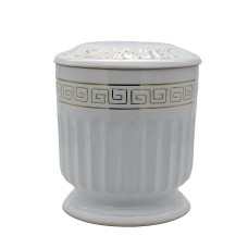 Urna kerámia aranyozott görög fehér Urna kerámia aranyozott görög fehér