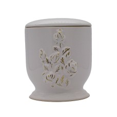 Urna kerámia aranyozott rózsacsokros fehér Urna kerámia aranyozott rózsacsokros fehér