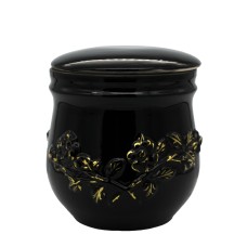 Urna kerámia aranyozott rózsaszálas fekete Urna kerámia aranyozott rózsaszálas fekete