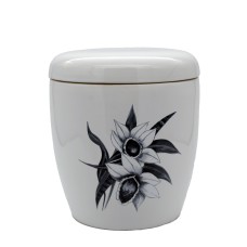 Urna kerámia mázas matricás orchidea fehér Urna kerámia mázas matricás orchidea fehér