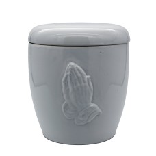 Urna kerámia mázas dürer kezes fehér