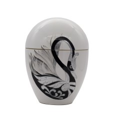 Urna kerámia kézzel festett hattyú mintával Urna kerámia kézzel festett hattyú mintával
