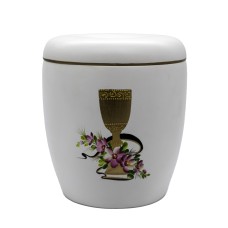 Urna kerámia kézzel festett kehely mintával Urna kerámia kézzel festett kehely mintával