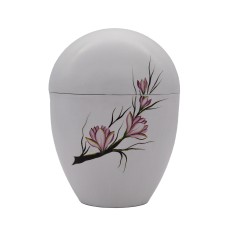 Urna kerámia kézzel festett magnólia mintával Urna kerámia kézzel festett magnólia mintával