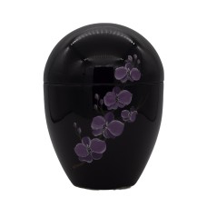 Urna kerámia kézzel festett orchidea mintával fekete Urna kerámia kézzel festett orchidea mintával fekete