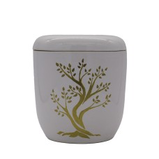 Urna kerámia kézzel festett életfa mintával fehér Urna kerámia kézzel festett életfa mintával fehér