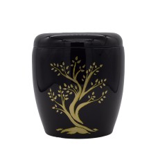 Urna kerámia kézzel festett életfa mintával fekete Urna kerámia kézzel festett életfa mintával fekete