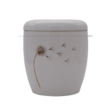 Urna kerámia kézzel festett pitypang mintával fehér Urna kerámia kézzel festett pitypang mintával fehér