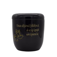Urna kerámia kézzel festett idézettel galamb mintával fekete Urna kerámia kézzel festett idézettel galamb mintával fekete