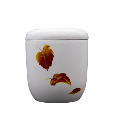 Urna kerámia kézzel festett őszi falevél mintával Urna kerámia kézzel festett őszi falevél mintával