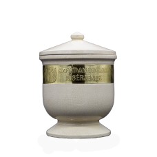 Urna kerámia mázas ón díszes angyalos bézs Urna kerámia mázas ón díszes angyalos bézs