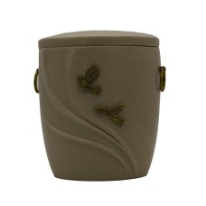 Urna kompozit ívelt bézs márvány angyalos/galambos Urna kompozit ívelt bézs márvány angyalos/galambos