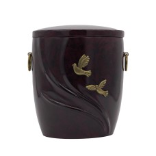 Urna kompozit ívelt bordó angyalos/galambos Urna kompozit ívelt bordó angyalos/galambos