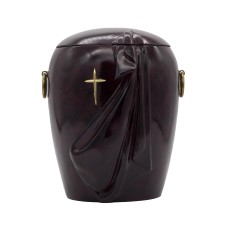 Urna kompozit gyászfátyol bordó keresztes