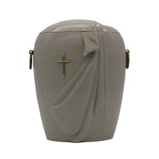 Urna kompozit gyászfátyol fehér márvány keresztes Urna kompozit gyászfátyol fehér márvány keresztes