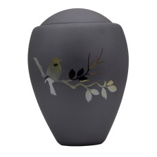 Exkluzív üvegopál urna kobaltkék énekesmadár mintával