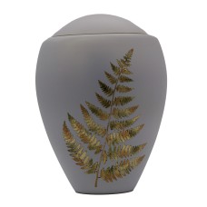 Exkluzív matt fehér üvegopál urna páfrány mintával Exkluzív matt fehér üvegopál urna páfrány mintával