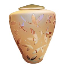 Exkluzív arany üvegopál urna arany bambuszlevél mintával Exkluzív arany üvegopál urna arany bambuszlevél mintával