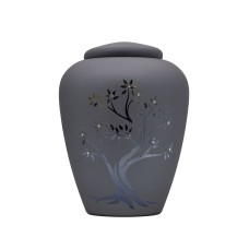 Exkluzív matt kobaltkék üvegopál urna életfa mintával Exkluzív matt kobaltkék üvegopál urna életfa mintával