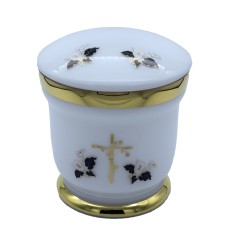 Üvegopál urna kereszt mintával fehér színben Üvegopál urna kereszt mintával fehér színben