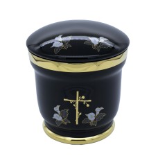 Üvegopál urna kereszt mintával fekete színben Üvegopál urna kereszt mintával fekete színben