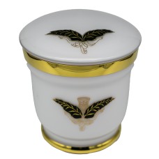 Üvegopál urna kehely mintával fehér színben