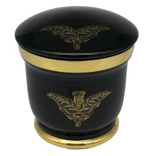 Üvegopál urna kehely mintával fekete színben Üvegopál urna kehely mintával fekete színben