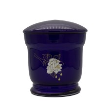 Üvegopál urna rózsa mintával kék színben Üvegopál urna rózsa mintával kék színben