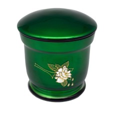 Üvegopál urna rózsa mintával zöld színben Üvegopál urna rózsa mintával zöld színben